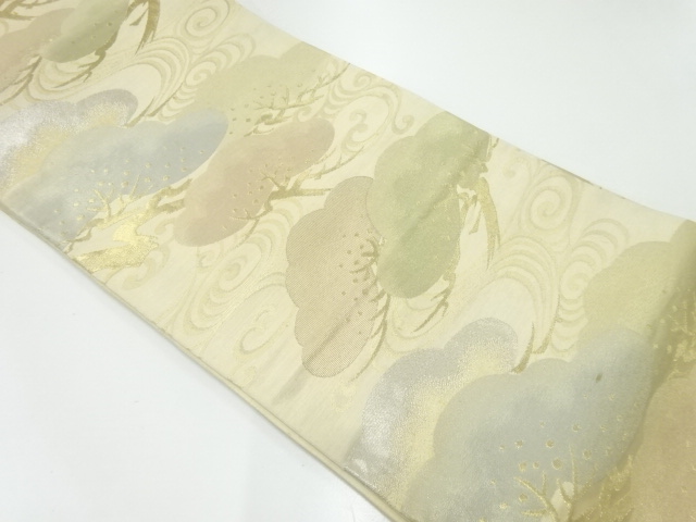 アンティーク　流水に松模様織出し袋帯（材料）